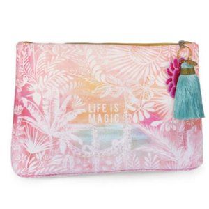 NWT Papaya Art "Life is Magic" Make Up Zipper Tassel Pouch Travel Bag